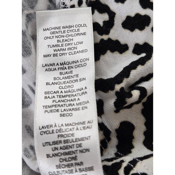 Chico's EUC Leopard elbow sleeve v-neck top 16 XL white black beige - Picture 6 of 17